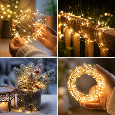 Flexible Waterproof Copper Wire LED String Lights (8 Modes)
