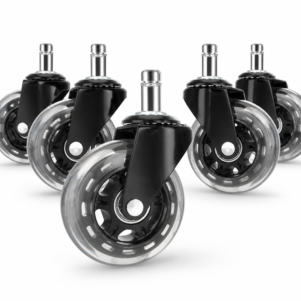 Floor-Friendly Quiet Polyurethane Office Chair Casters (Set of 5)