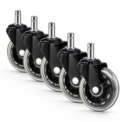 Floor-Friendly Quiet Polyurethane Office Chair Casters (Set of 5)
