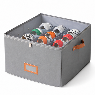 Foldable Fabric Shoe Organizer (Adjustable Compartments & Transparent Window)