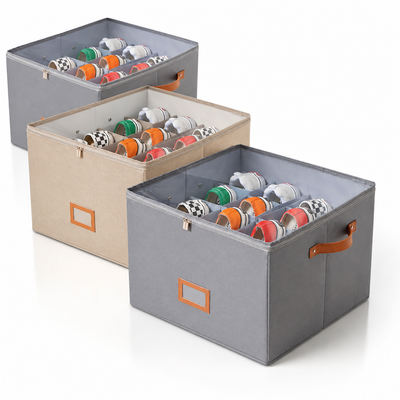 Foldable Fabric Shoe Organizer (Adjustable Compartments & Transparent Window)