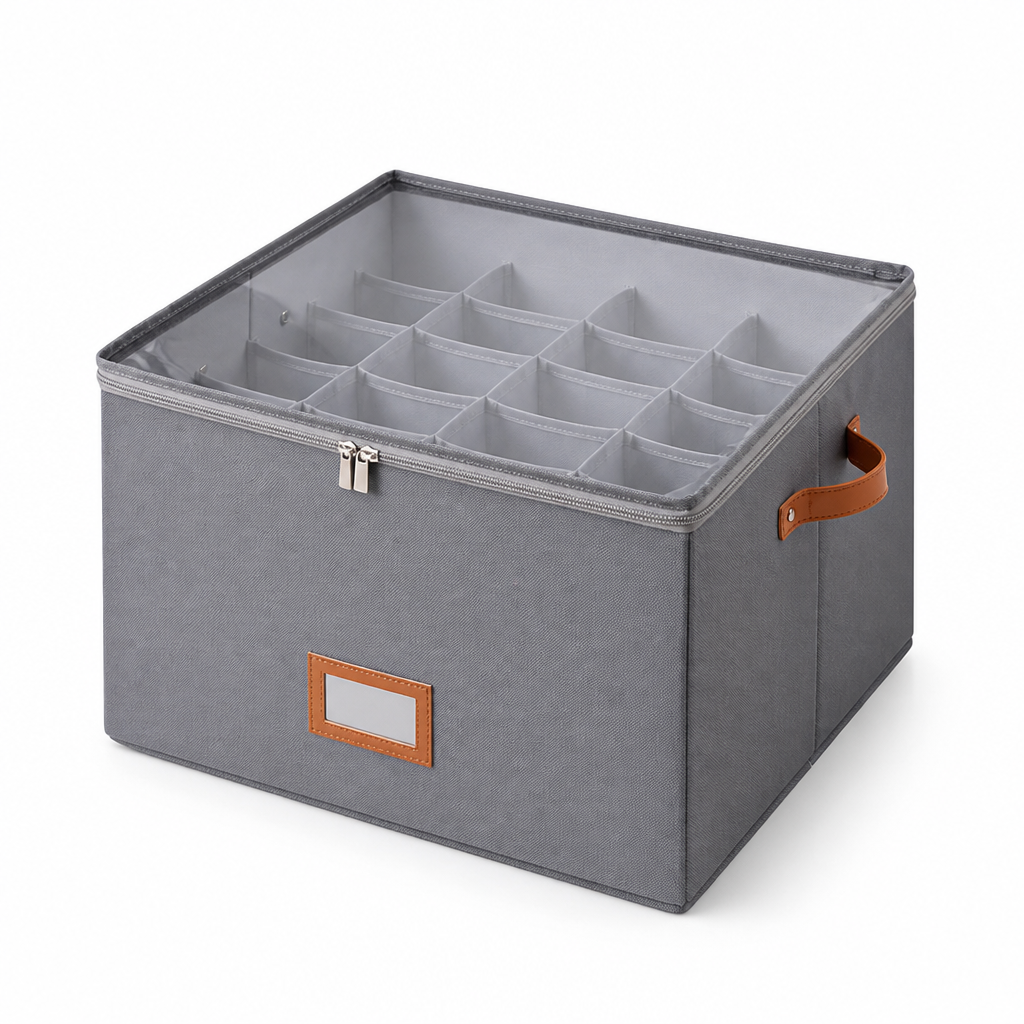 Foldable Fabric Shoe Organizer (Adjustable Compartments & Transparent Window)