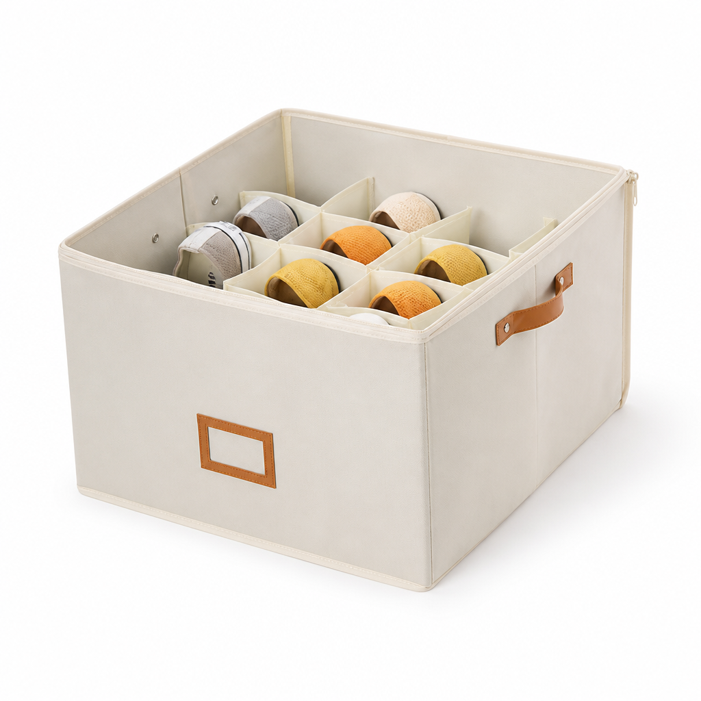 Foldable Fabric Shoe Organizer (Adjustable Compartments & Transparent Window)
