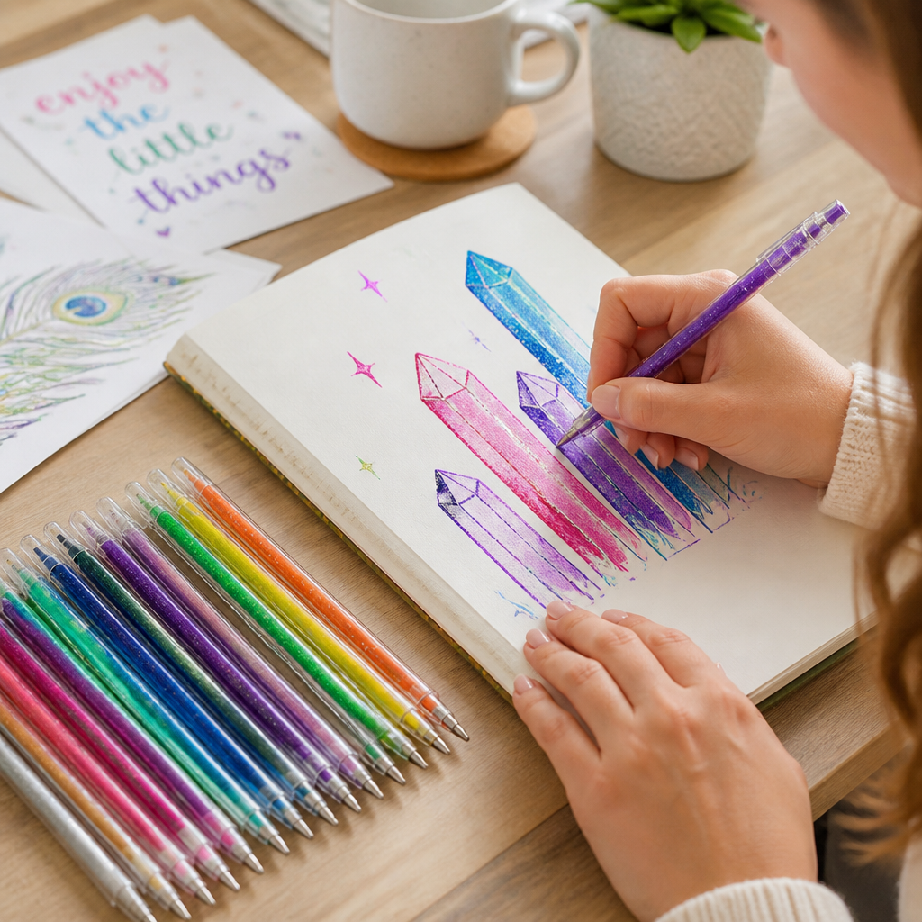 Glitter & Metallic Long-Lasting Gel Pen Set