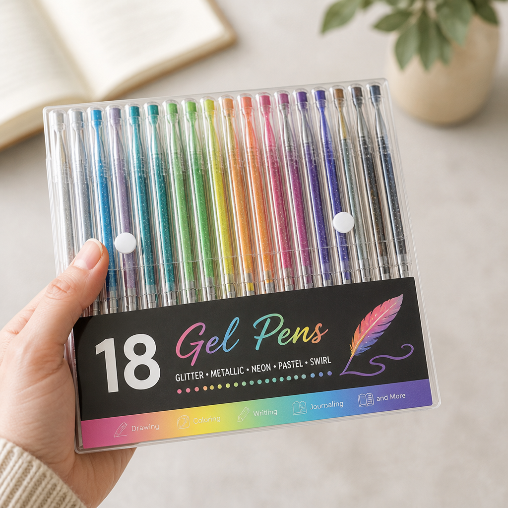 Glitter & Metallic Long-Lasting Gel Pen Set