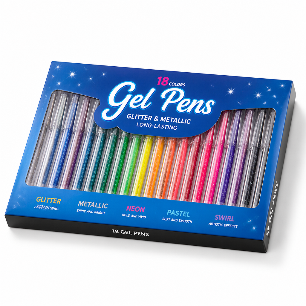 Glitter & Metallic Long-Lasting Gel Pen Set