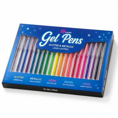 Glitter & Metallic Long-Lasting Gel Pen Set