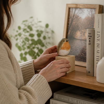Hand-Carved & Hand-Painted Wooden Bird Figurine