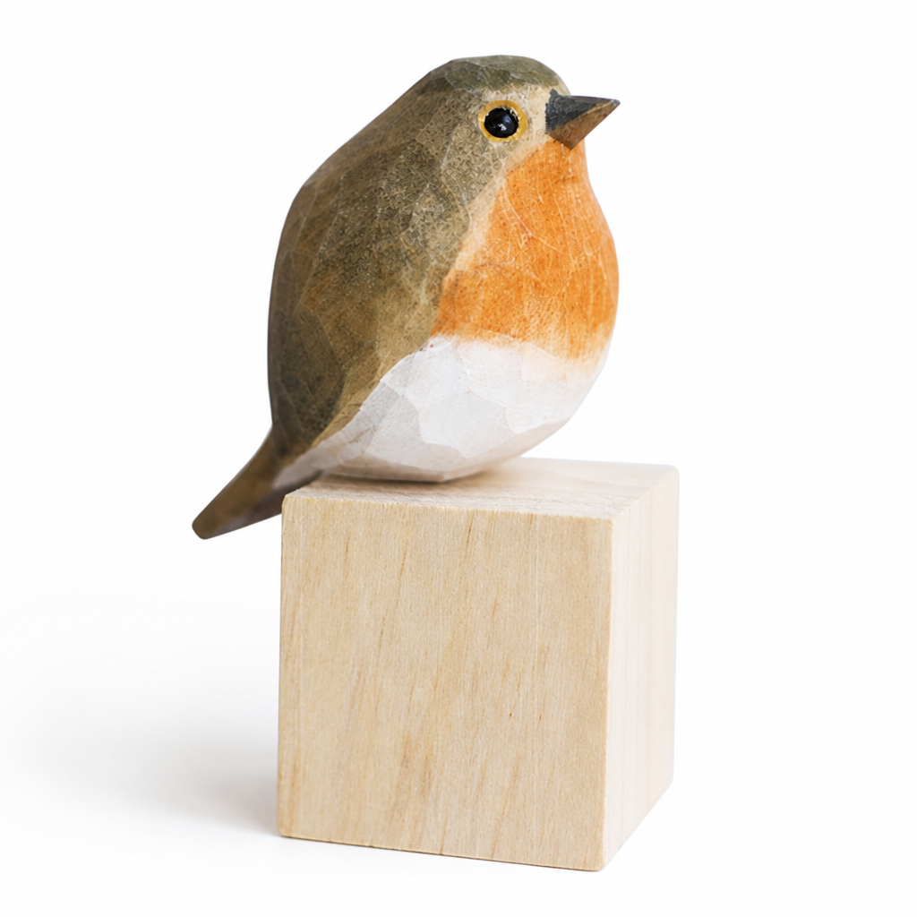 Hand-Carved & Hand-Painted Wooden Bird Figurine