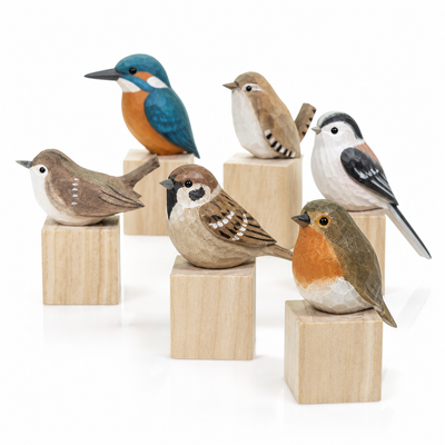 Hand-Carved & Hand-Painted Wooden Bird Figurine