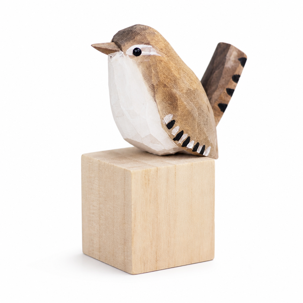 Hand-Carved & Hand-Painted Wooden Bird Figurine