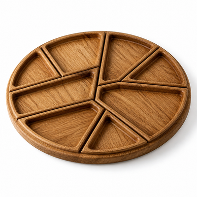 Handcrafted Wood Serving Tray (8 Removable Compartments)