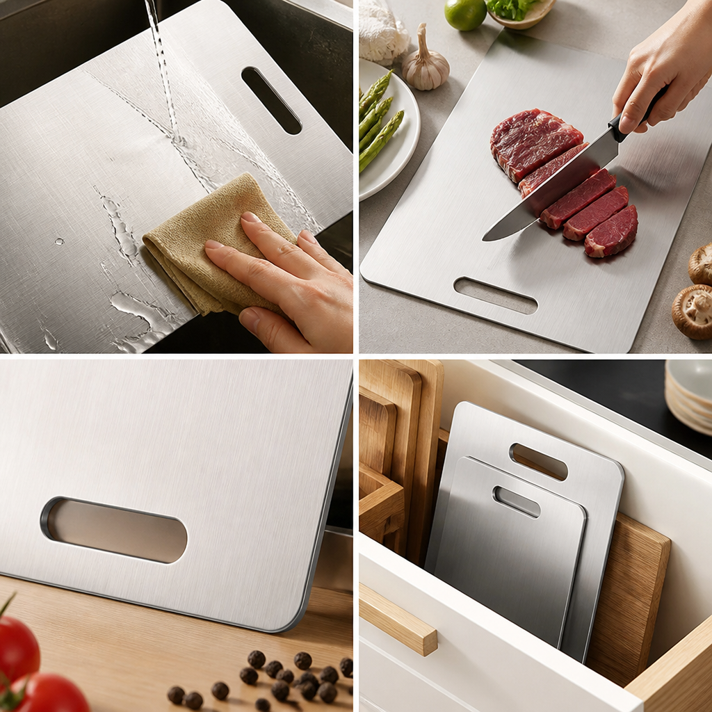 Hygienic Non-Absorbent Stainless Steel Cutting Board