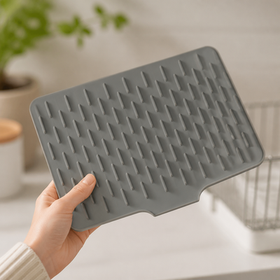 Inclined-Drain Heat-Resistant Silicone Dish Drying Mat