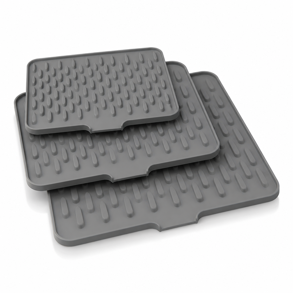 Inclined-Drain Heat-Resistant Silicone Dish Drying Mat