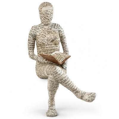 Letters-Covered Eco-Friendly Resin Reading Woman Statue