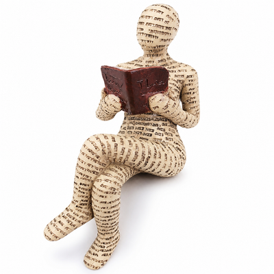 Letters-Covered Eco-Friendly Resin Reading Woman Statue