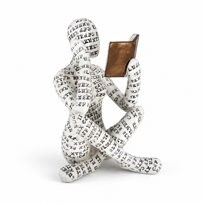 Letters-Covered Eco-Friendly Resin Reading Woman Statue