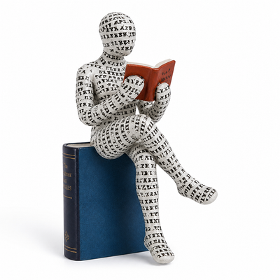 Letters-Covered Eco-Friendly Resin Reading Woman Statue
