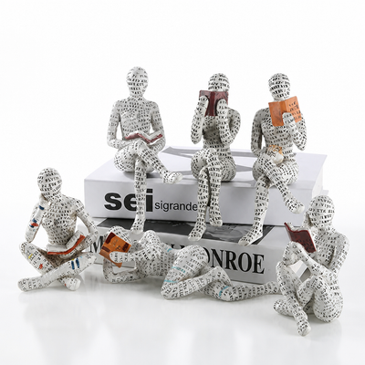 Letters-Covered Eco-Friendly Resin Reading Woman Statue