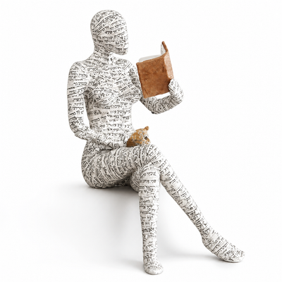 Letters-Covered Eco-Friendly Resin Reading Woman Statue