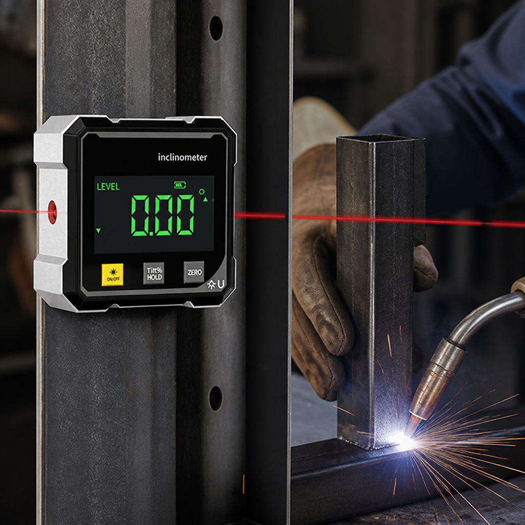 Magnetic Base & Dual Laser Digital Angle Gauge (0.05° Resolution)