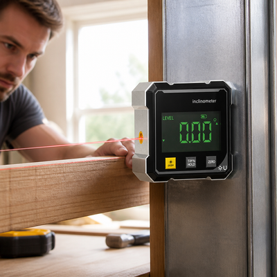 Magnetic Base & Dual Laser Digital Angle Gauge (0.05° Resolution)