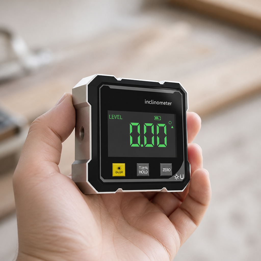 Magnetic Base & Dual Laser Digital Angle Gauge (0.05° Resolution)