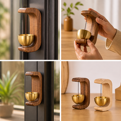 Magnetic Handcrafted Wood & Brass Door Chime