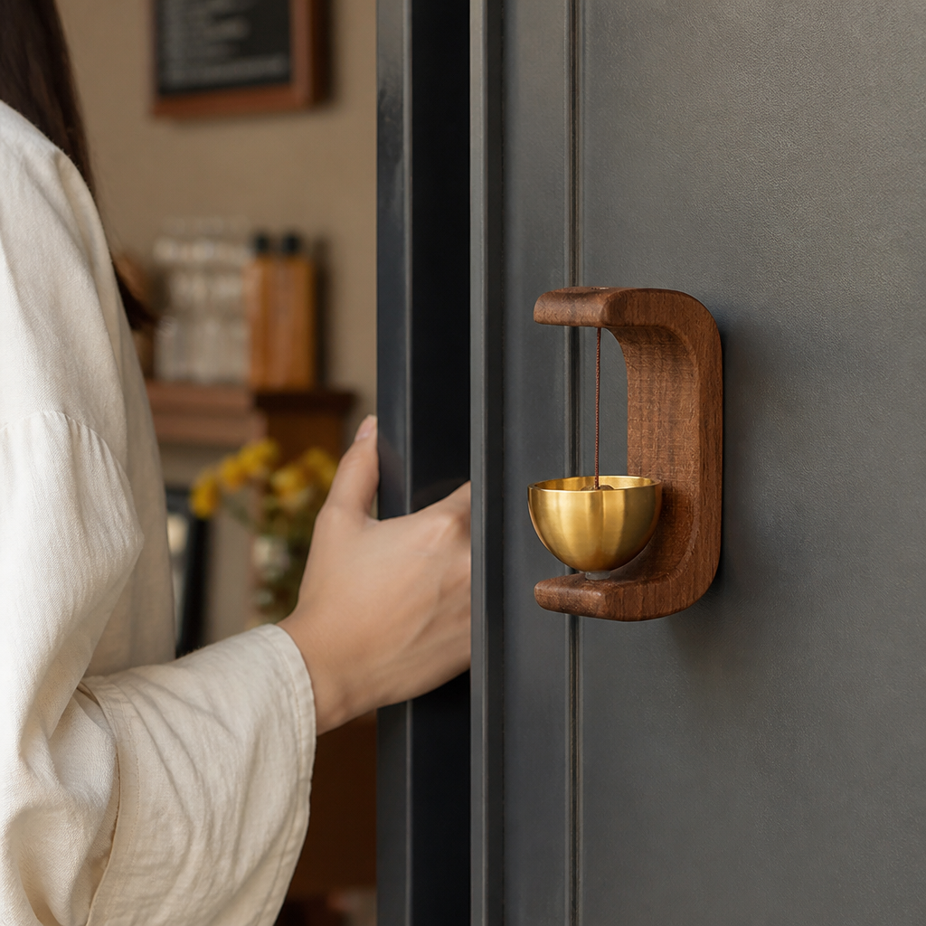 Magnetic Handcrafted Wood & Brass Door Chime