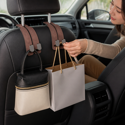Metal Double-Hook Headrest Hanger (Universal Fit)