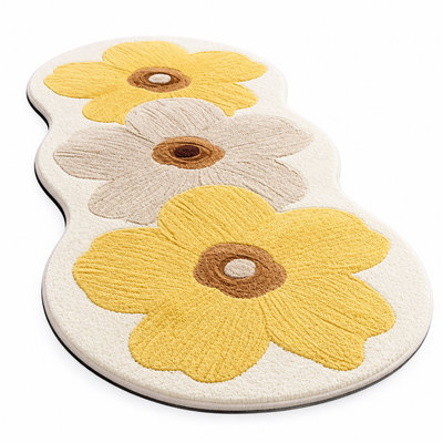 Microfiber Plush Non-Slip Floral Area Rug