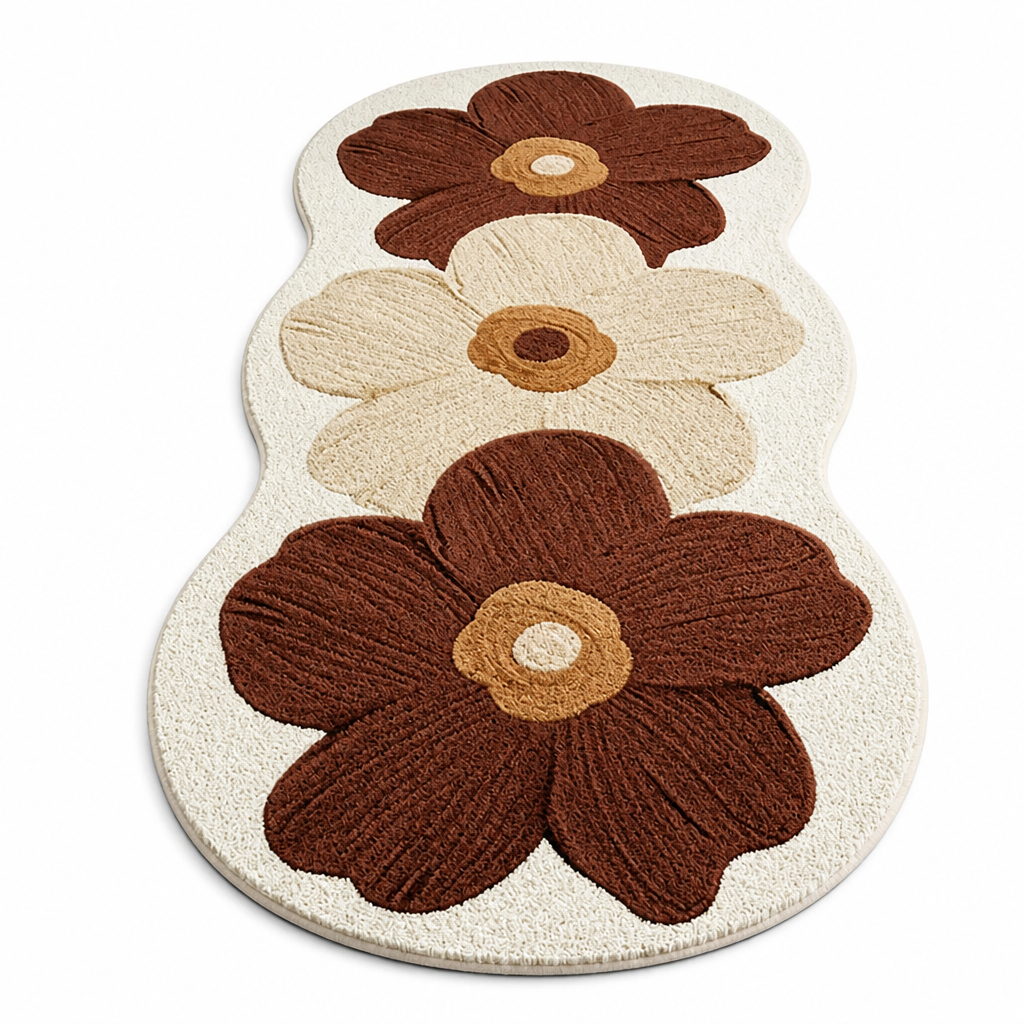 Microfiber Plush Non-Slip Floral Area Rug