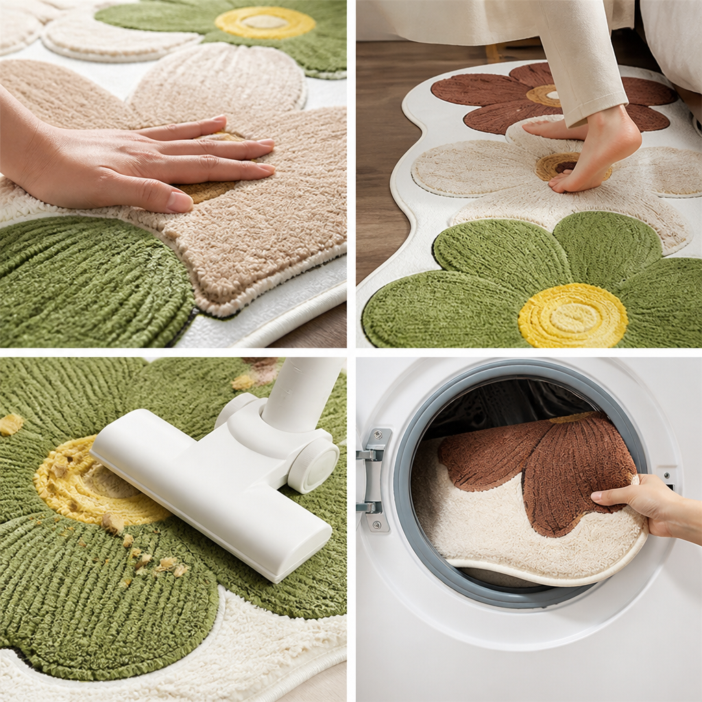 Microfiber Plush Non-Slip Floral Area Rug