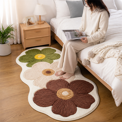 Microfiber Plush Non-Slip Floral Area Rug