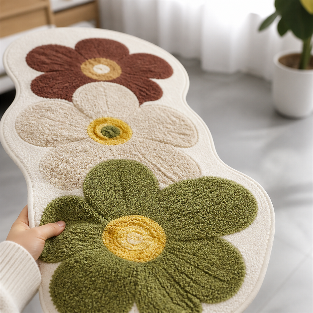 Microfiber Plush Non-Slip Floral Area Rug