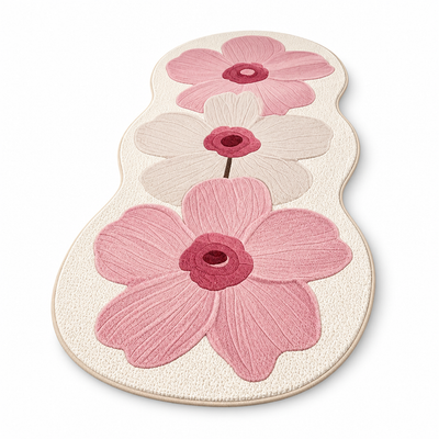 Microfiber Plush Non-Slip Floral Area Rug