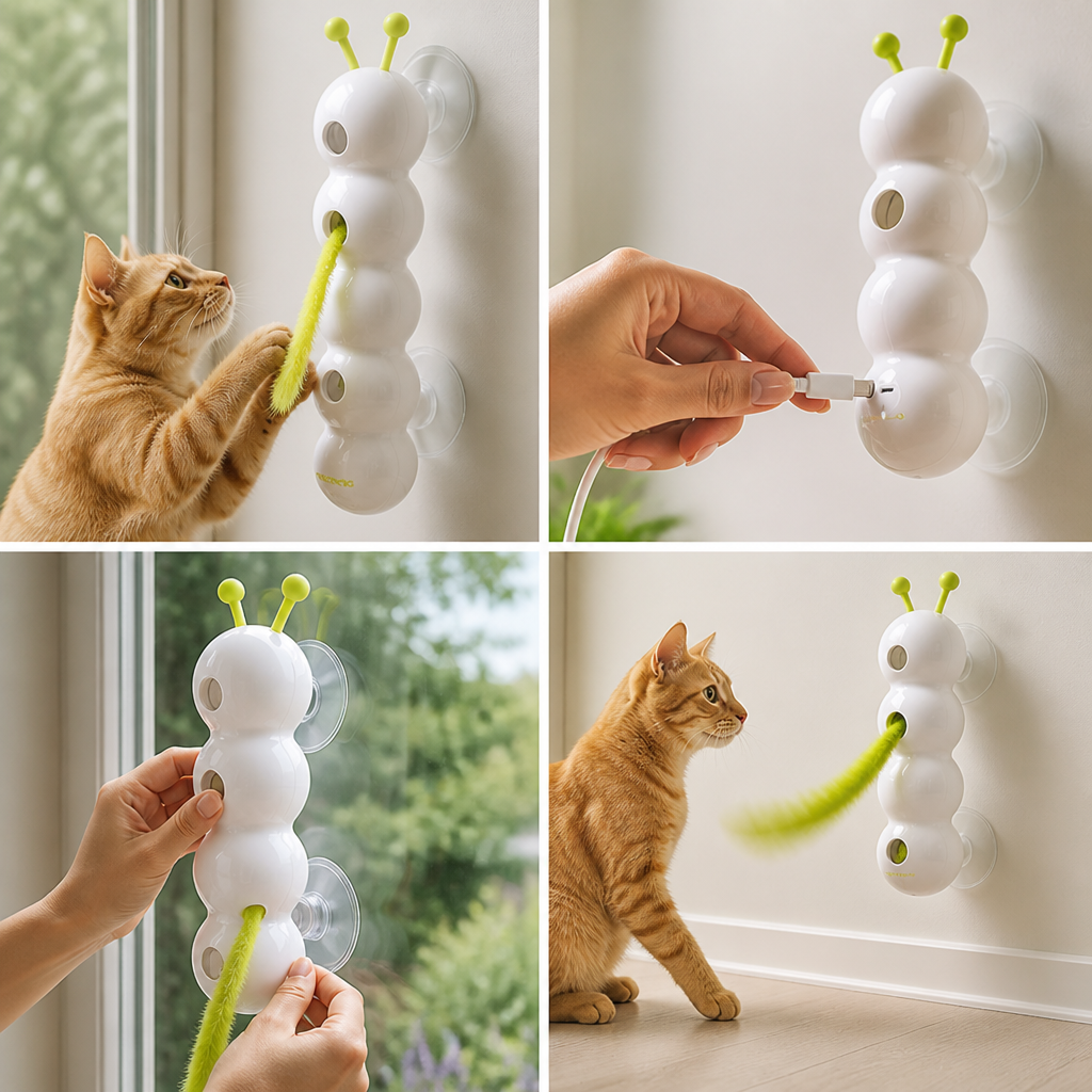 Motion-Activated Feather Tail Cat Toy (Suction Mount)