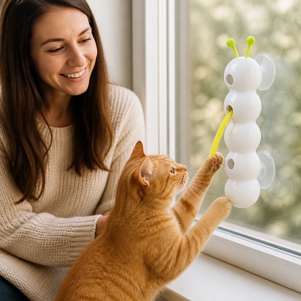 Motion-Activated Feather Tail Cat Toy (Suction Mount)