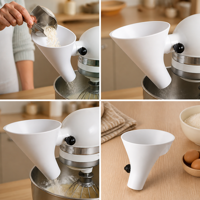 No-Mess Locking Stand Mixer Funnel (Tilt-Head Fit)