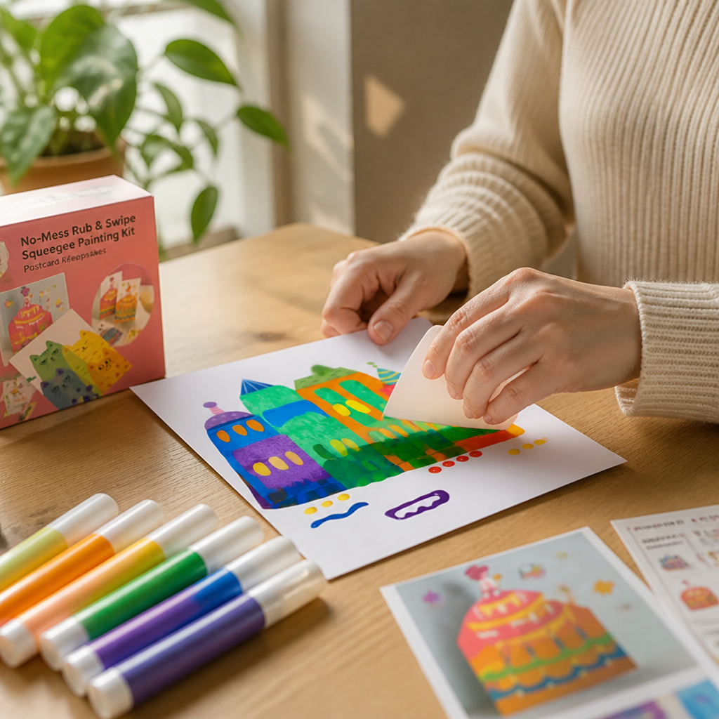 No-Mess Rub & Swipe Squeegee Painting Kit (Postcard Keepsakes)