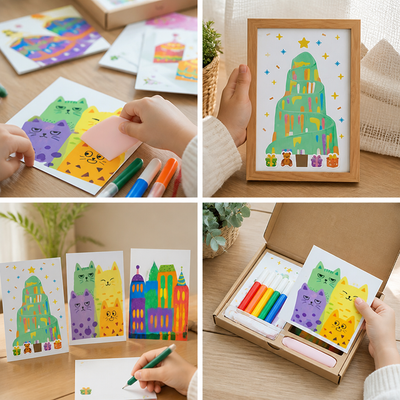 No-Mess Rub & Swipe Squeegee Painting Kit (Postcard Keepsakes)