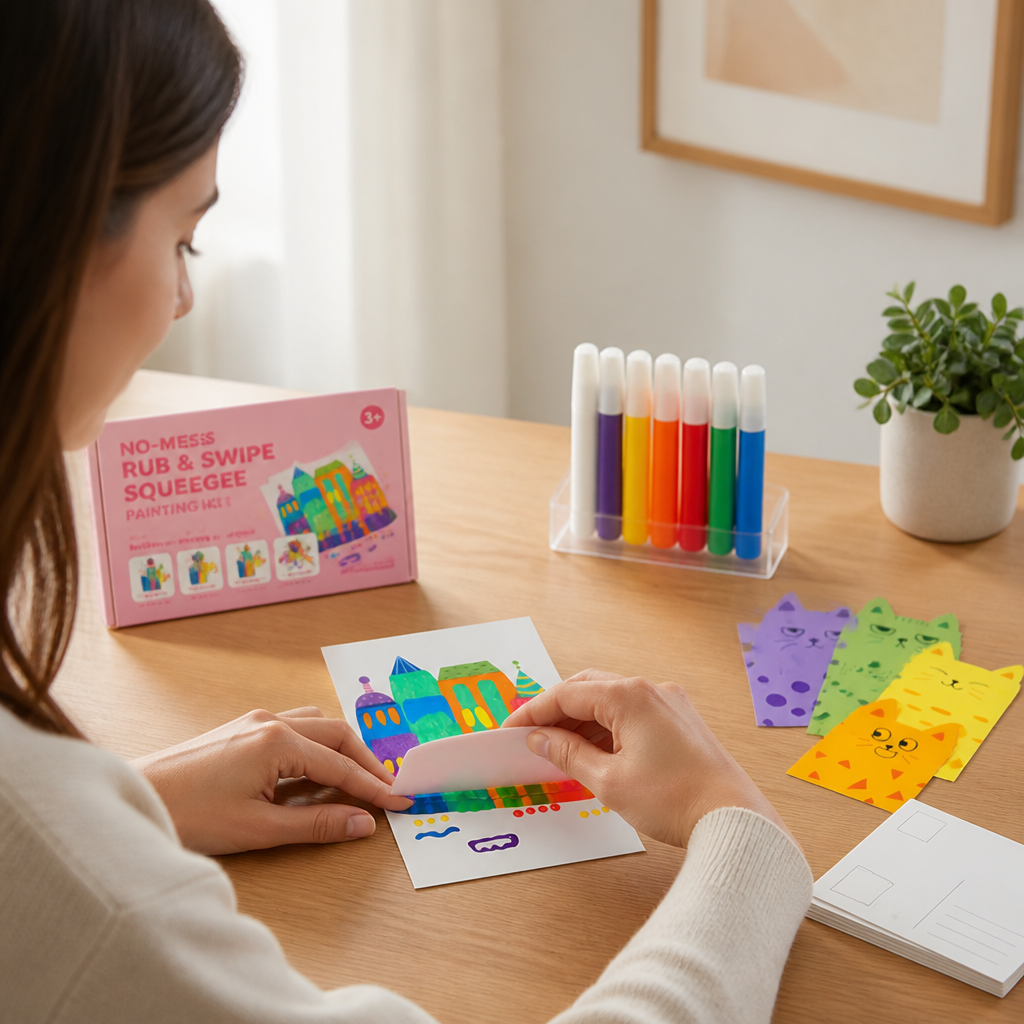 No-Mess Rub & Swipe Squeegee Painting Kit (Postcard Keepsakes)
