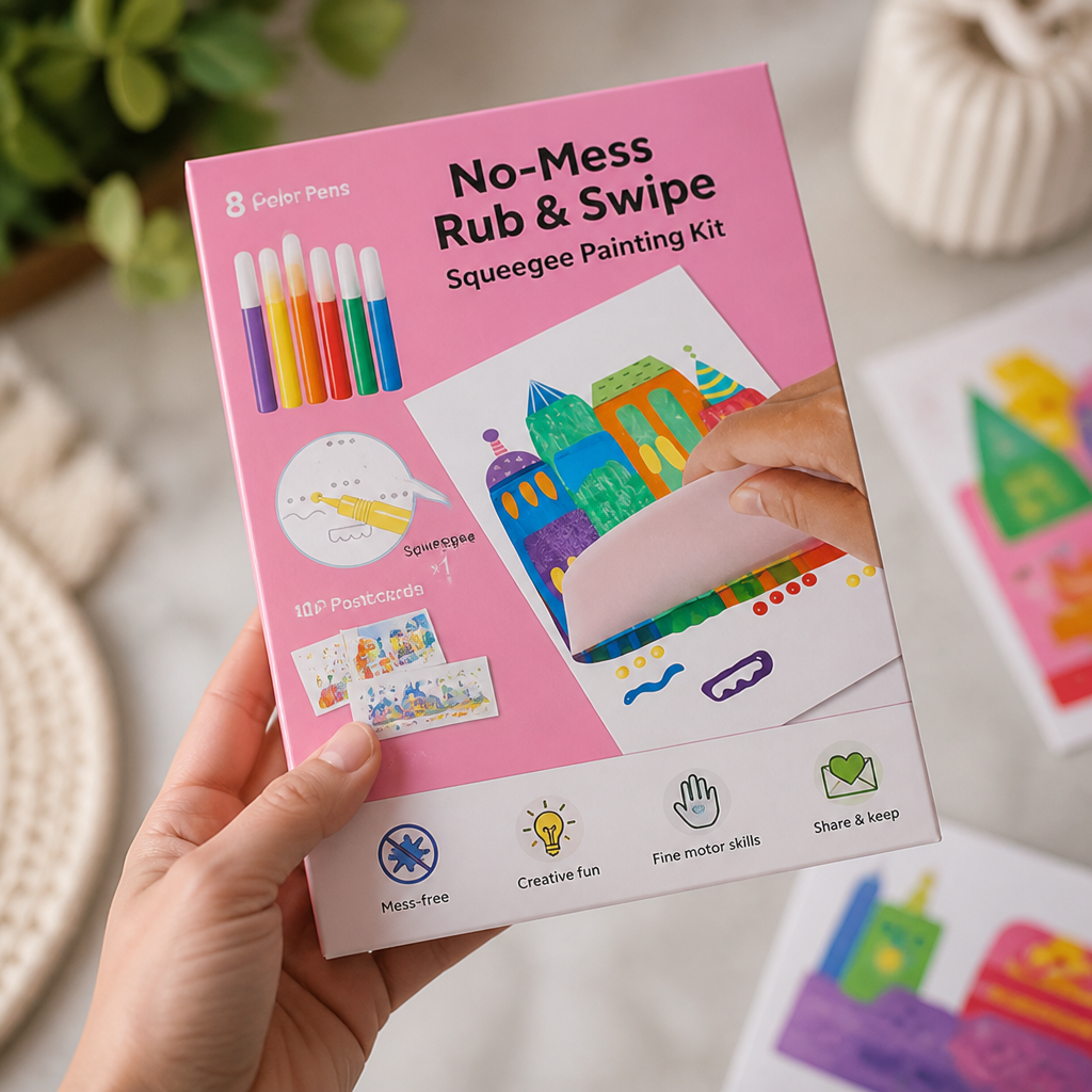 No-Mess Rub & Swipe Squeegee Painting Kit (Postcard Keepsakes)