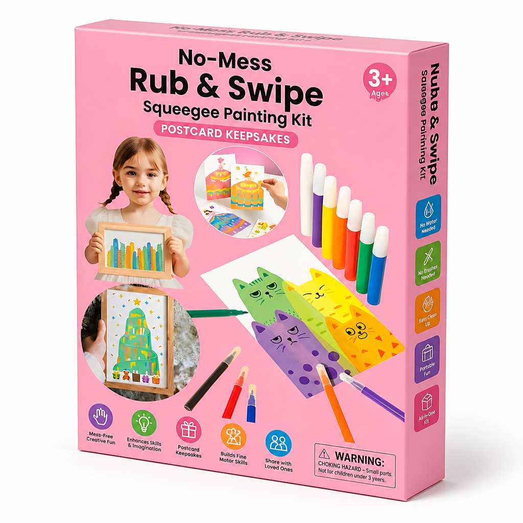 No-Mess Rub & Swipe Squeegee Painting Kit (Postcard Keepsakes)