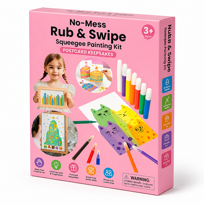 No-Mess Rub & Swipe Squeegee Painting Kit (Postcard Keepsakes)
