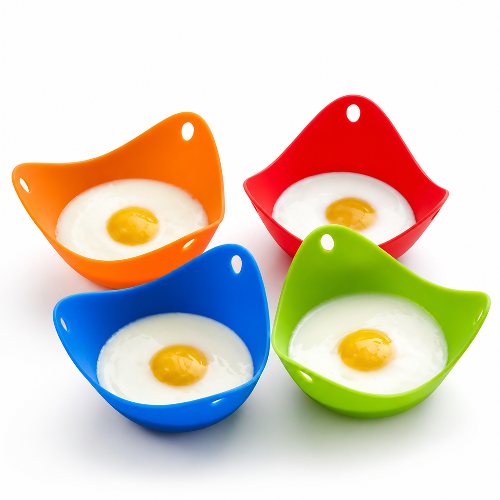 Non-Stick & Heat-Resistant Silicone Egg Poachers (Set of 4)