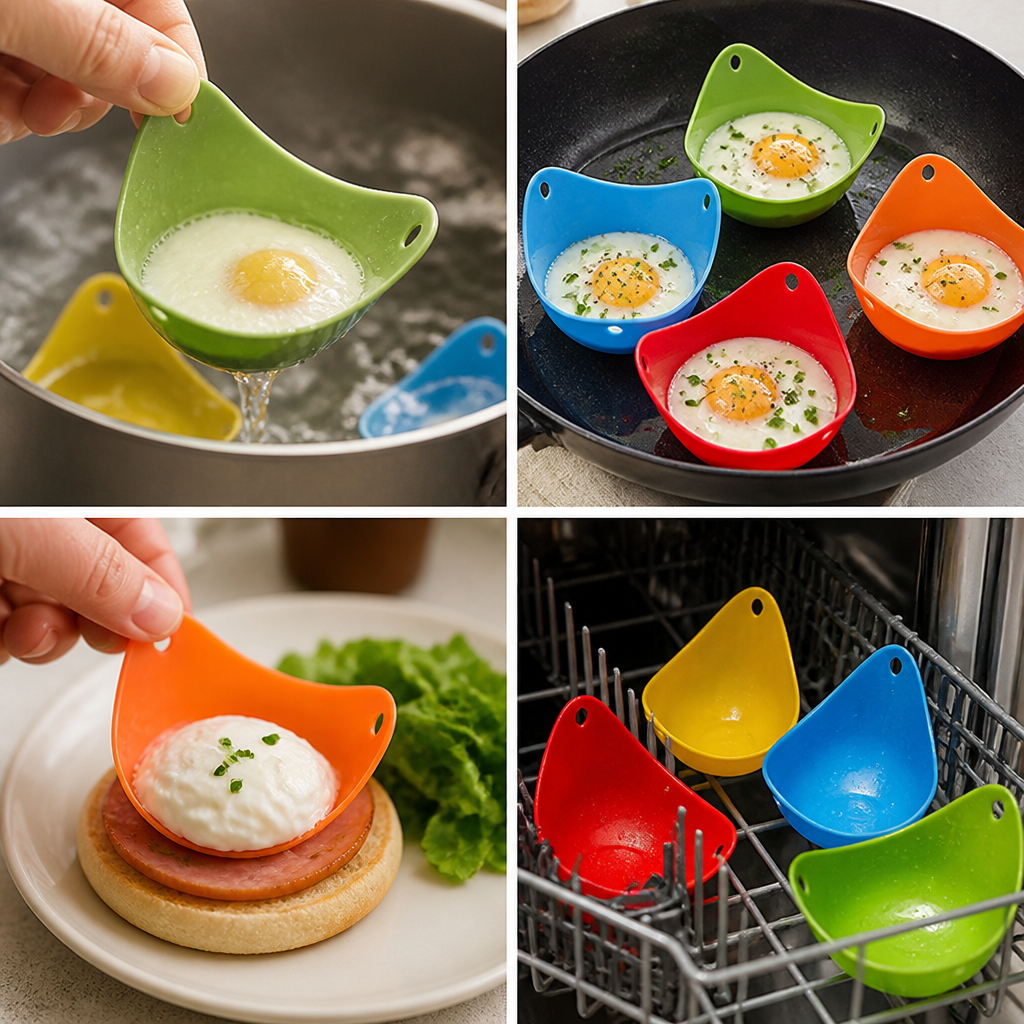 Non-Stick & Heat-Resistant Silicone Egg Poachers (Set of 4)