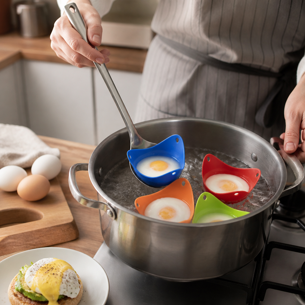 Non-Stick & Heat-Resistant Silicone Egg Poachers (Set of 4)