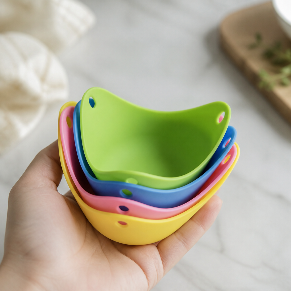 Non-Stick & Heat-Resistant Silicone Egg Poachers (Set of 4)